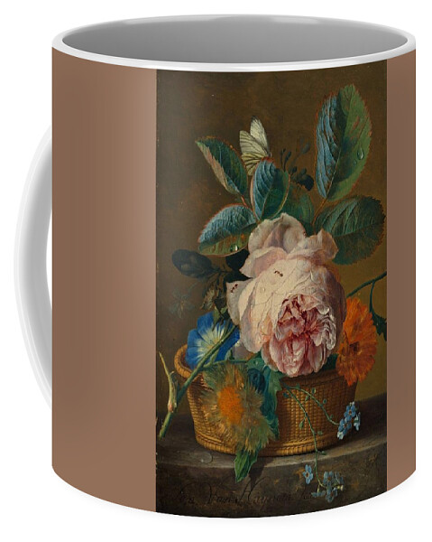 Basket With Flowers Coffee Mug featuring the painting Basket with flowers by Jan van Huysum