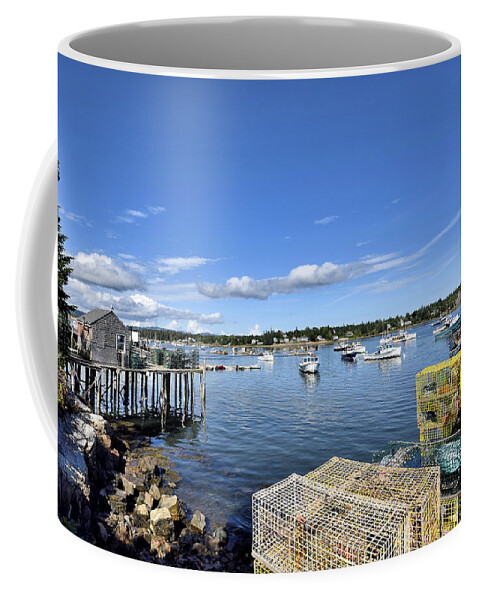 bass Harbor Coffee Mug featuring the photograph Bass Harbor lobster traps - Maine by Brendan Reals