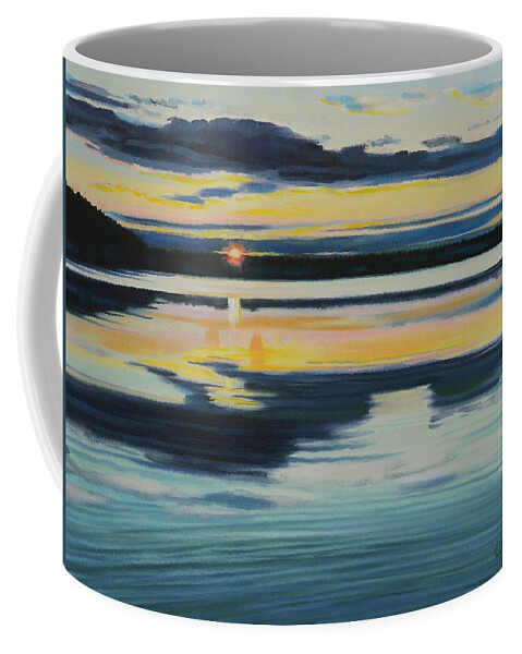 175 Coffee Mug featuring the painting Bass Lake Sunset by Phil Chadwick