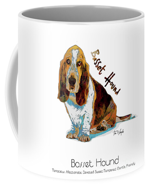 Basset Hound Coffee Mug featuring the digital art Basset Hound Pop Art by Tim Wemple