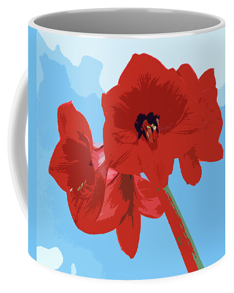 Basuto Coffee Mug featuring the painting Basuto Amaryllis in Spring Amaryllidaceae hippeastrum by Allan Hughes