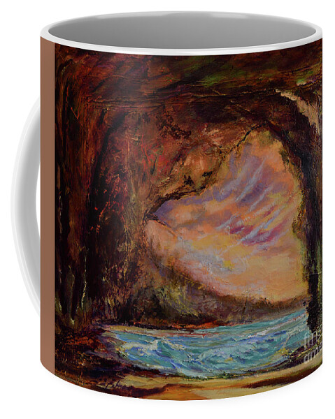 Art Paintings Coffee Mug featuring the painting Bat Cave St. Philip Barbados by Julianne Felton