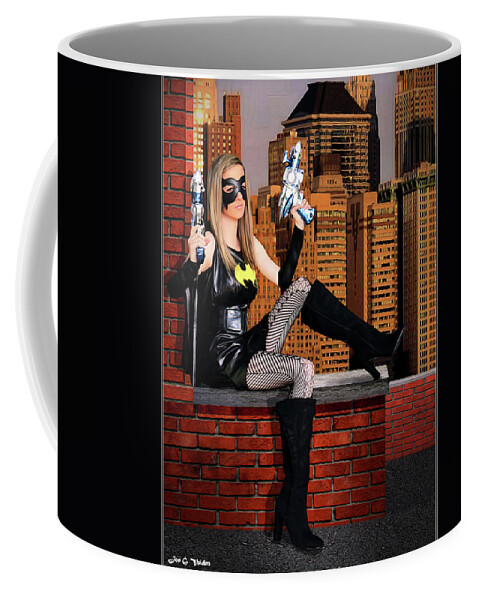 Bat Woman Coffee Mug featuring the photograph Bat Gal With Ray Guns by Jon Volden