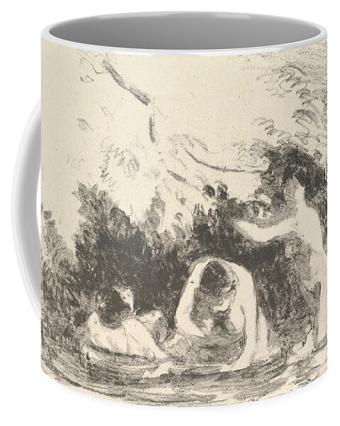 19th Century Art Coffee Mug featuring the relief Bathers in the Shade of Wooded Banks by Camille Pissarro