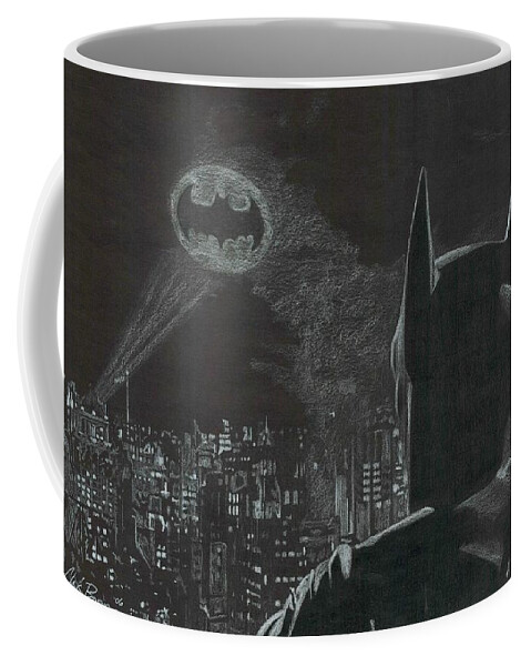 Batman Coffee Mug featuring the drawing Batman by Chris Brown
