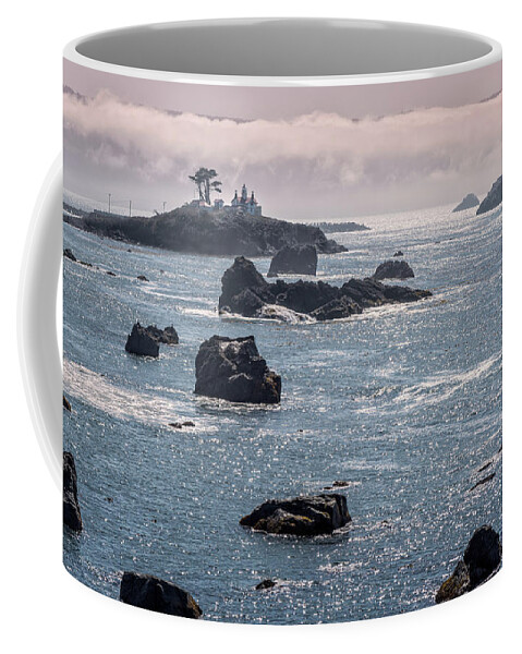 Afternoon Coffee Mug featuring the photograph Battery Point Lighthouse And Fog 7 by Al Andersen
