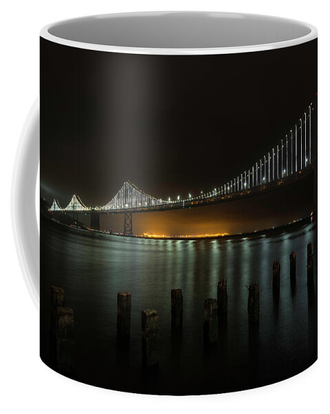 Landscape Coffee Mug featuring the photograph Bay Bridge at Night by Scott Cunningham