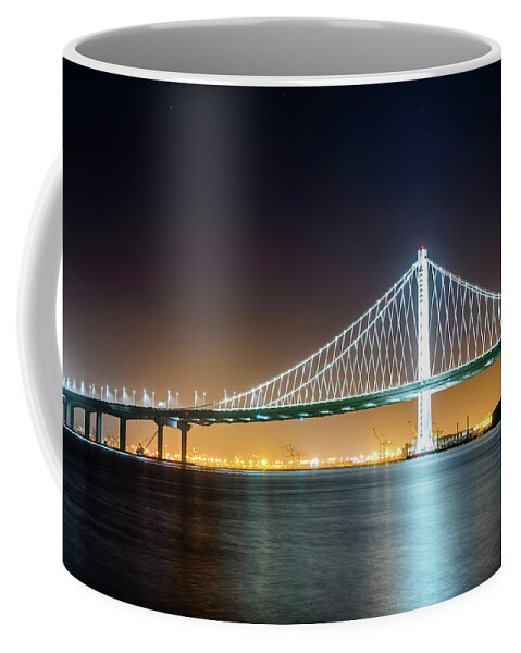 Bay Area Coffee Mug featuring the photograph Bay Bridge East By Night 1 by Jason Chu
