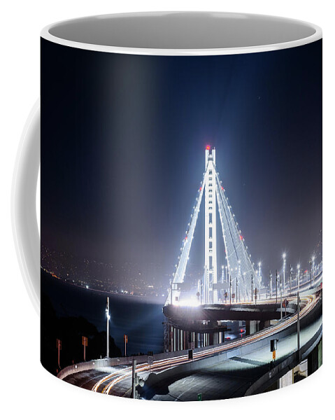 Bay Area Coffee Mug featuring the photograph Bay Bridge East By Night 4 by Jason Chu