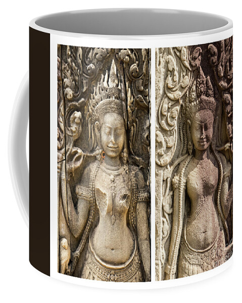 Cambodia Coffee Mug featuring the photograph Bayon Devatas 02 by Rick Piper Photography