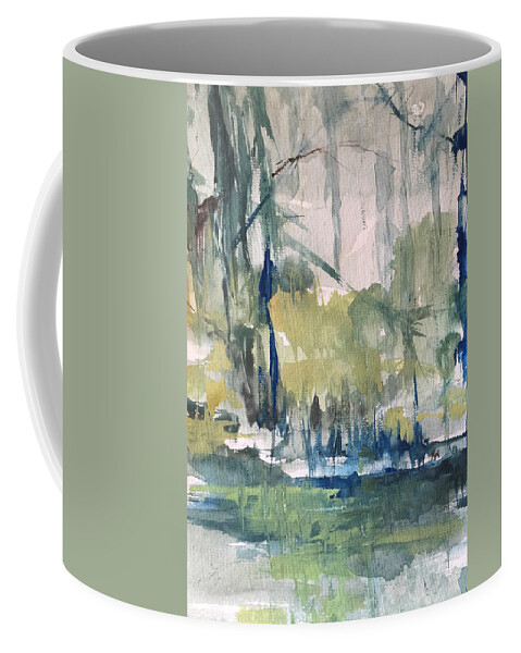 Bayou Coffee Mug featuring the painting Bayou Blues Abstract by Robin Miller-Bookhout