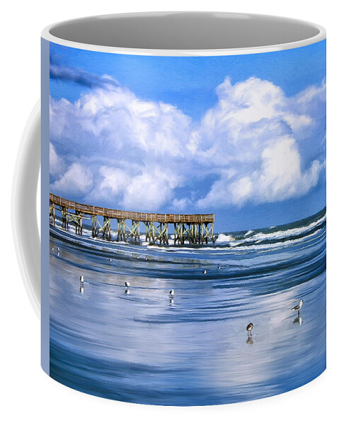 Isle Of Palms Coffee Mug featuring the painting Beach at Isle of Palms by Dominic Piperata