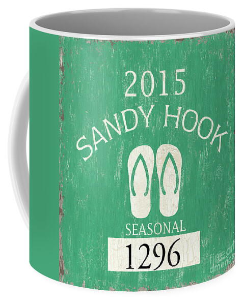 Beach Coffee Mug featuring the painting Beach Badge Sandy Hook by Debbie DeWitt
