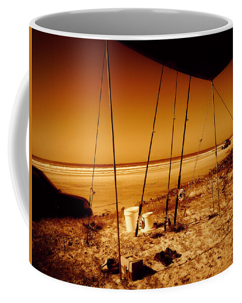 Camping Coffee Mug featuring the photograph Beach Camp by Michael Blaine