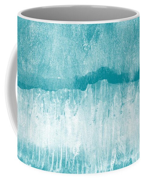 Abstract Coffee Mug featuring the mixed media Beach Day Blue- Art by Linda Woods by Linda Woods