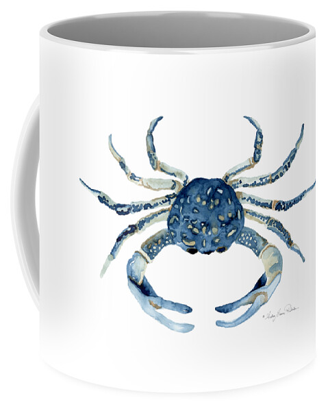 Sea Life Coffee Mug featuring the painting Beach House Sea Life Blue Crab by Audrey Jeanne Roberts