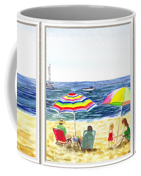 Beach House Coffee Mug featuring the painting Beach House Window by Irina Sztukowski