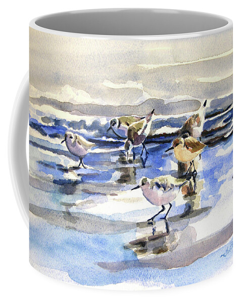 Art Coffee Mug featuring the painting Beach Sandpipers by Julianne Felton