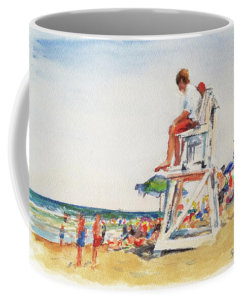 Landscape Coffee Mug featuring the painting Beach Scene, Cape Cod by Peter Salwen