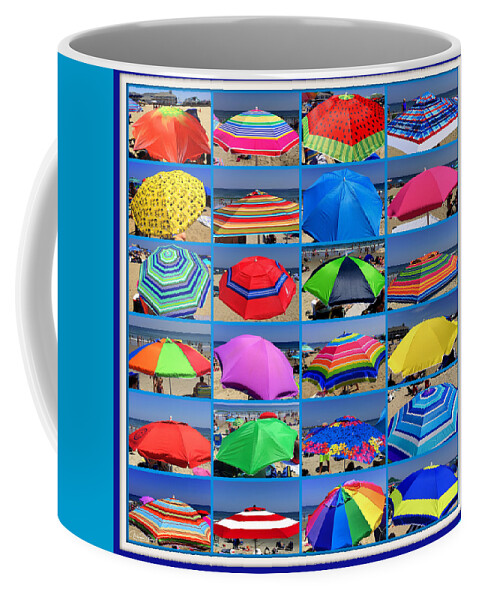 Umbrellas Coffee Mug featuring the photograph Beach Umbrella Medley by Mitchell R Grosky