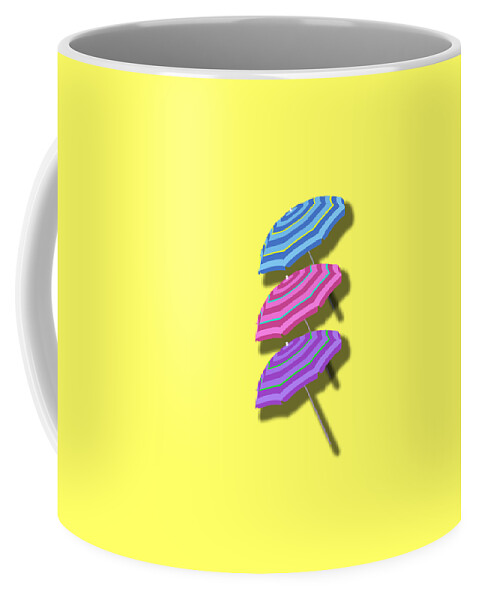 Beach Coffee Mug featuring the digital art Beach Umbrellas Design by Edward Fielding