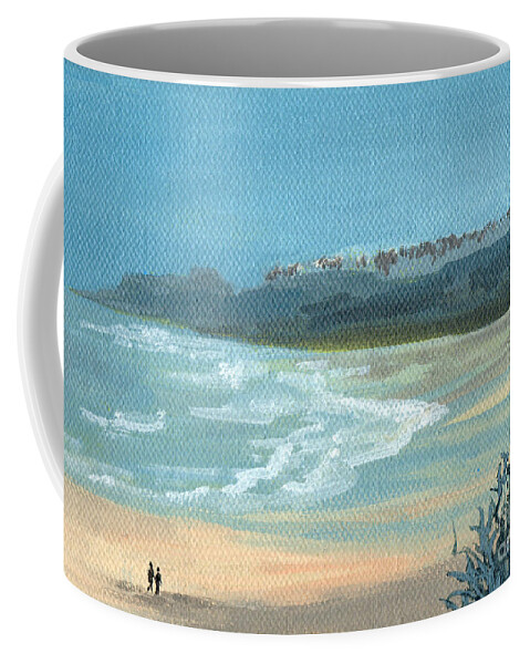 Beach Coffee Mug featuring the painting Beach Walkers by Julia Underwood