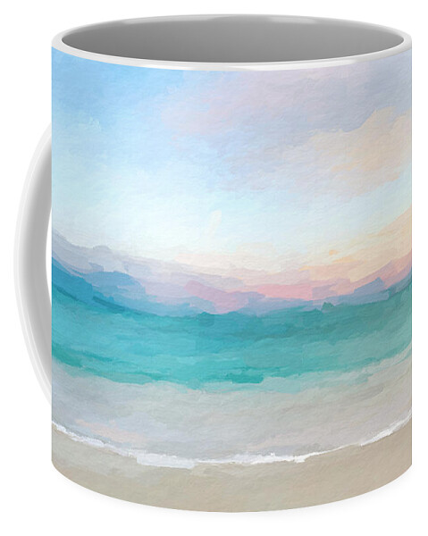 Anthony Fishburne Coffee Mug featuring the digital art Beach watercolor sunrise by Anthony Fishburne