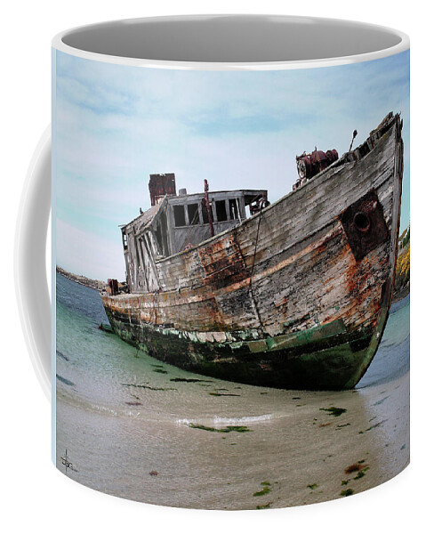 Ship Coffee Mug featuring the photograph Beached by David Bader