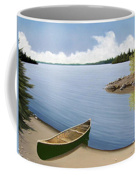 Canoe Coffee Mug featuring the painting Beached in Ontario by Kenneth M Kirsch