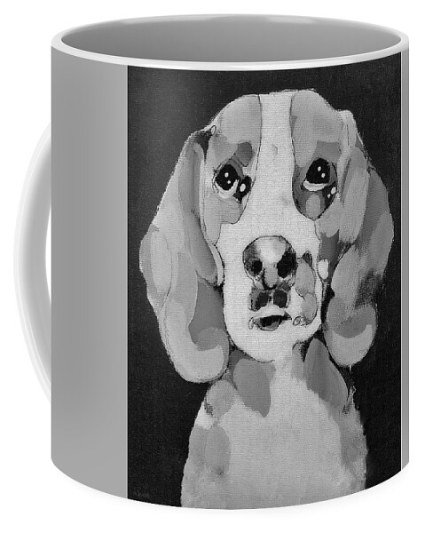 Beagle Coffee Mug featuring the photograph Beagle B W by Rob Hans