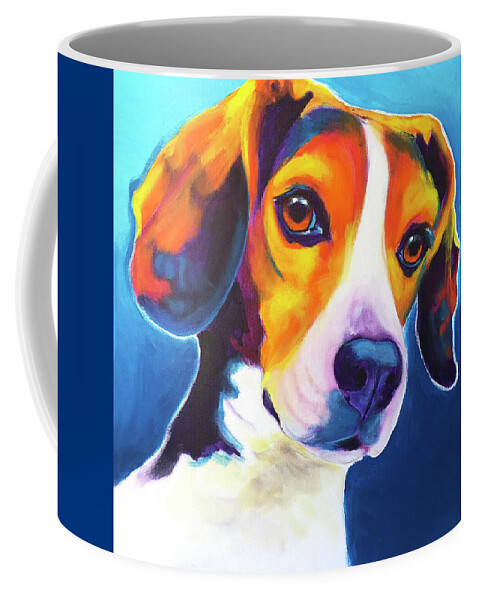 Pet Portrait Coffee Mug featuring the painting Beagle - Martin by Dawg Painter