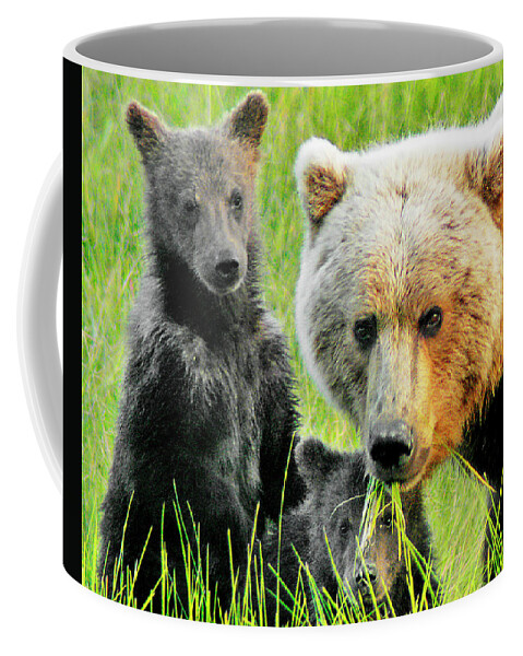 Grizzly Coffee Mug featuring the photograph Bear Family Portraait by Ted Keller