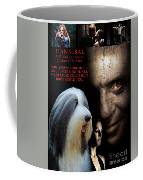 Bearded Collie Coffee Mug featuring the painting Bearded Collie Art Canvas Print - Hannibal Movie Poster by Sandra Sij