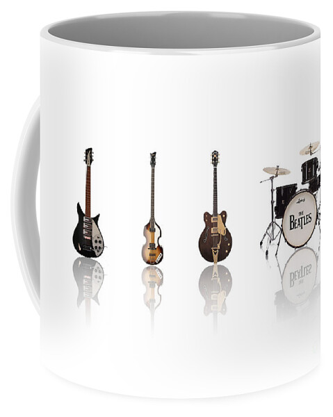 The Beatles Coffee Mug featuring the digital art Beat of Beatles by Deer Devil Designs