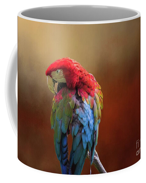 Gren-winged Macaw Coffee Mug featuring the photograph Beautiful Feathers by Eva Lechner