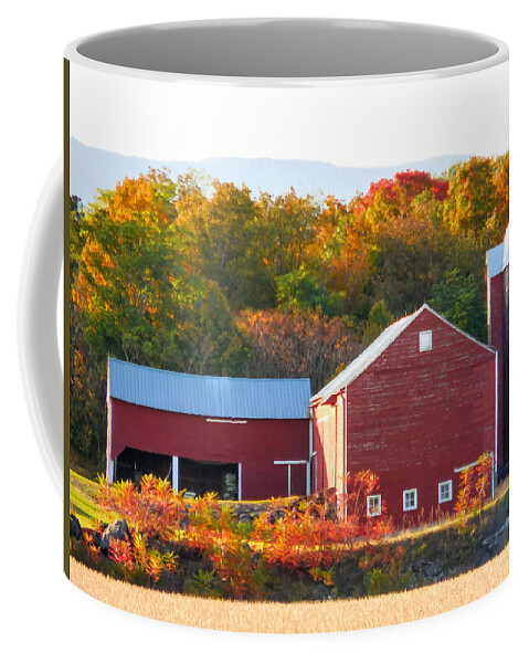 Beautiful Red Barn Coffee Mug featuring the painting Beautiful red barn 2 by Jeelan Clark