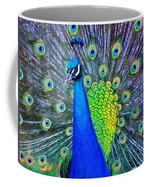 Peacock Coffee Mug featuring the painting Beauty Whatever the Name by Jeffrey Kolker