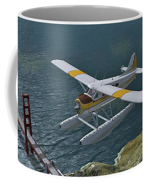 Aviation Coffee Mug featuring the digital art Beaver Over the Gate by Harold Zimmer
