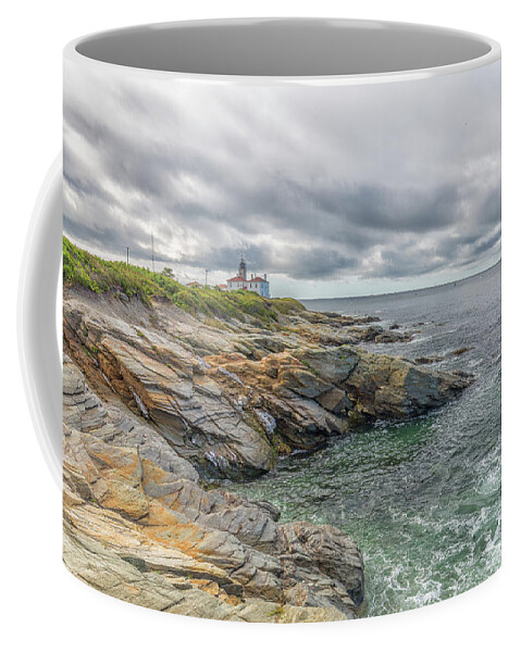 Beavertail Lighthouse On Narragansett Bay Coffee Mug featuring the photograph Beavertail Lighthouse on Narragansett Bay by Brian MacLean