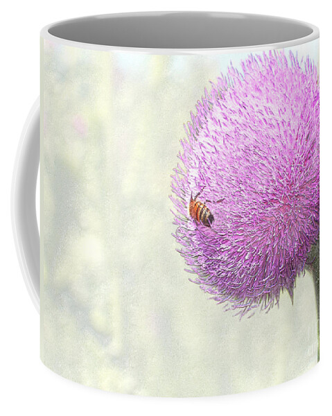 Bee Giant Thistle Plant Honeybee Craig Walters A An The Photo Art Artist Photograph Digital Landscape Pink Outdoors Photographic Artists Coffee Mug featuring the digital art Bee on Giant Thistle by Craig Walters