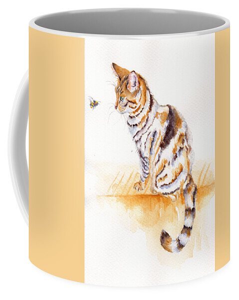 Cats Coffee Mug featuring the painting Bee Staring by Debra Hall