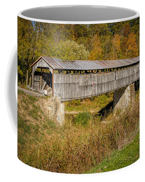 America Coffee Mug featuring the photograph Beech Fork or Mooresville Covered Bridge by Jack R Perry