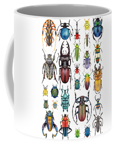 Bugs Coffee Mug featuring the painting Beetle Collection by Kelly King