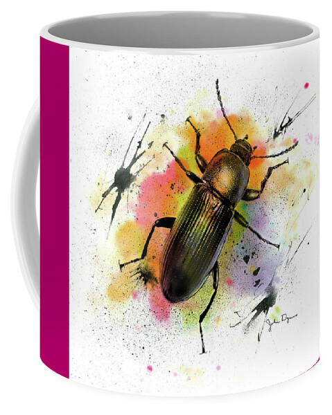 Darkling Beetle Coffee Mug featuring the drawing Beetle Illustration by John Dyess