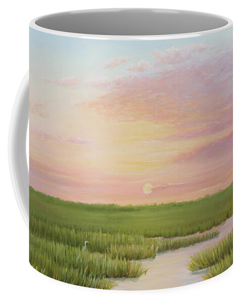 Coastal Marsh Coffee Mug featuring the painting Before The Sun Sets by Audrey McLeod
