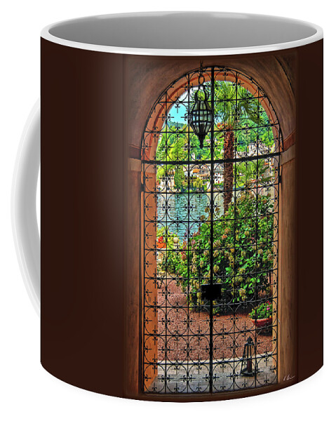 Wrought-iron Coffee Mug featuring the photograph Behind the Wrought-Iron Door by Hanny Heim