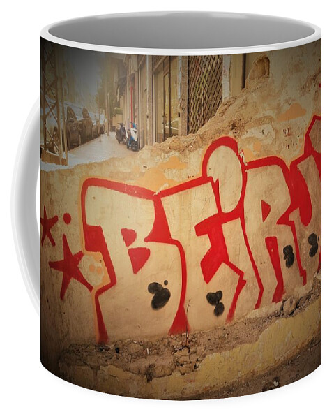 Beirut Coffee Mug featuring the photograph Beirut on a Graffiti Wall by Funkpix Photo Hunter