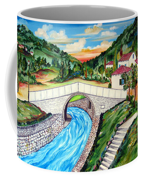 Bridge Coffee Mug featuring the painting Beli Most Vranje Serbia by Roberto Gagliardi