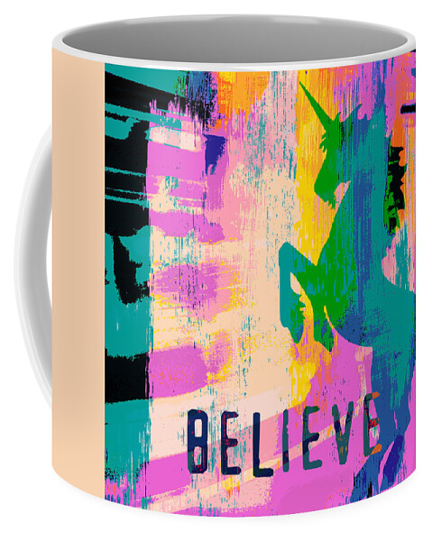 Brandi Fitzgerald Coffee Mug featuring the digital art Believe in Unicorns by Brandi Fitzgerald