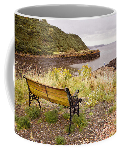 Bench Coffee Mug featuring the photograph Bench at the bay by Elena Perelman